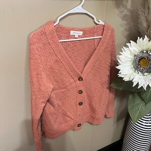 Vince Camuto Coral Button-Up Sweater